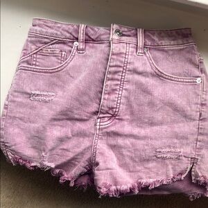 Free People Pink Distressed Denim Shorts